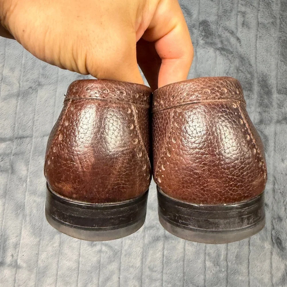 Cole Haan Pinch Grand OS Penny Loafers Mens 9 Brown Pebbled Leather 13487